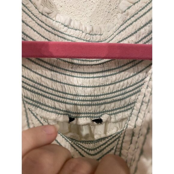 Hatch Leona Dress Womens Small Cream Green Floral Puff Sleeve Smocked Babydoll - Picture 2 of 6